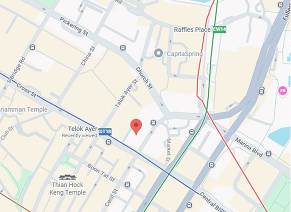 Map showing Beacon city campus near Raffles and Telok Ayer MRT